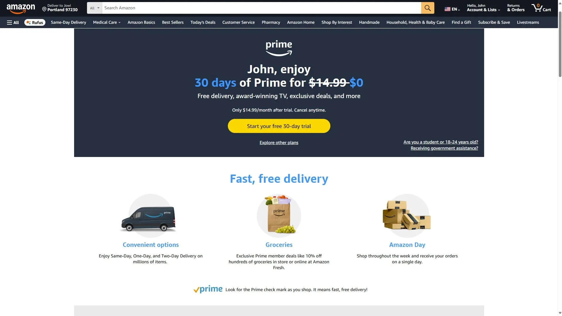 Thẻ hội viên Amazon Prime với các ưu đãi đặc quyền và gói Alexa+ đi kèm
