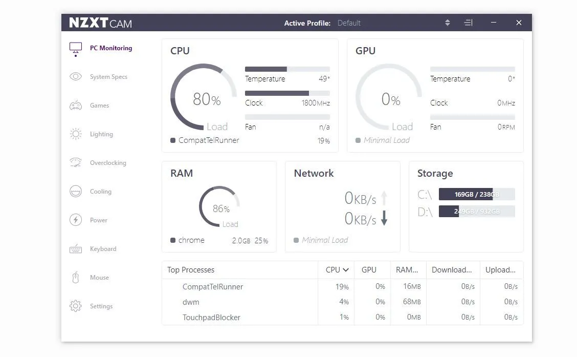 Theo dõi nhiệt độ CPU và GPU bằng phần mềm NZXT CAM trên Windows 10
