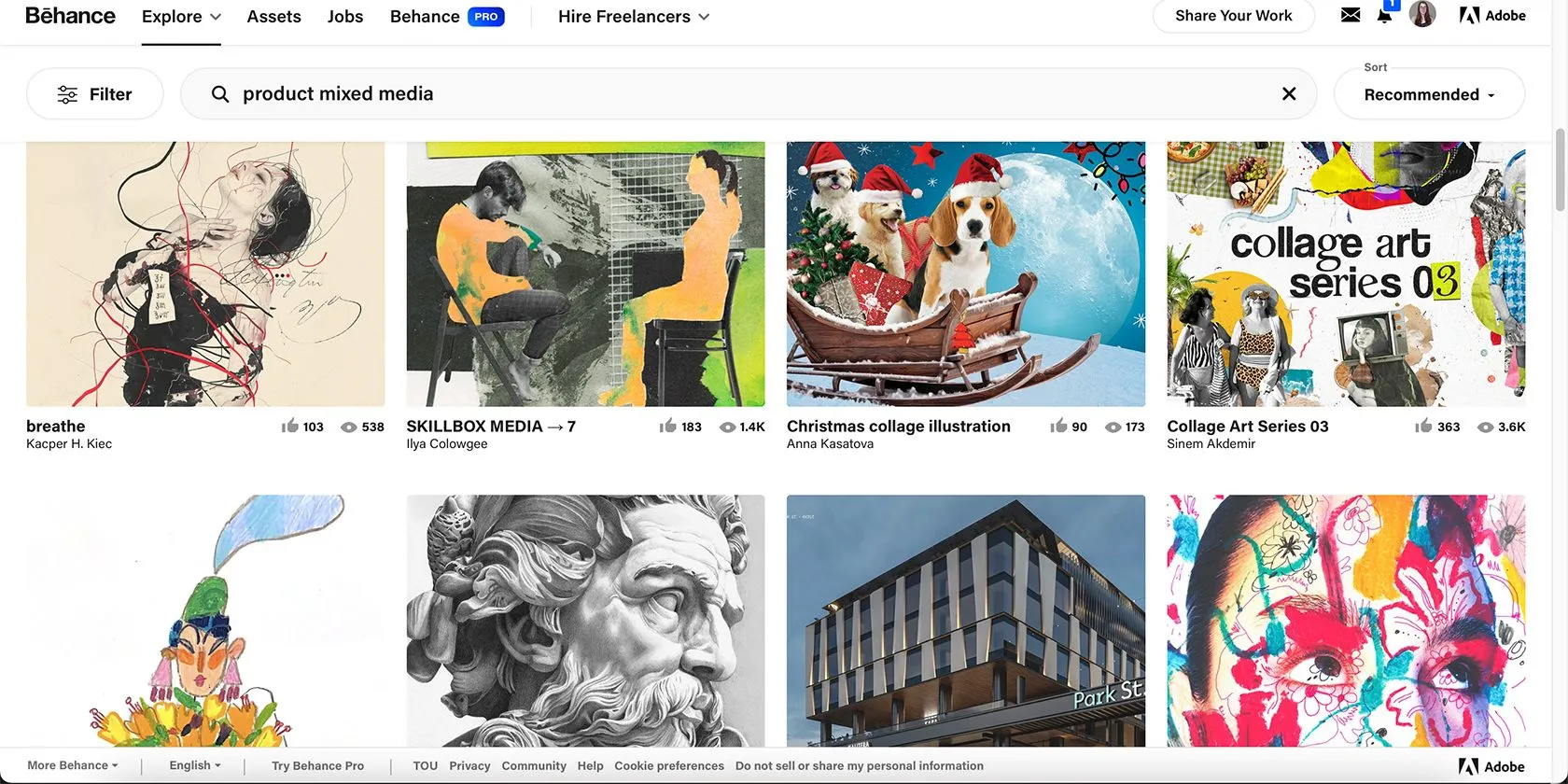 Thiết kế đa phương tiện trên Behance, kết hợp nhiều yếu tố hình ảnh để tạo ra một bố cục liền mạch