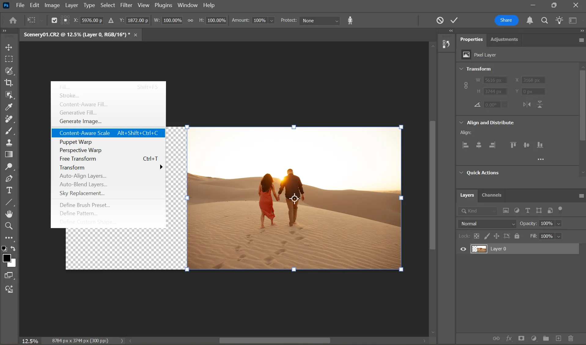 Thiết lập công cụ Content-Aware Scale trong Photoshop để kéo ảnh không bị méo