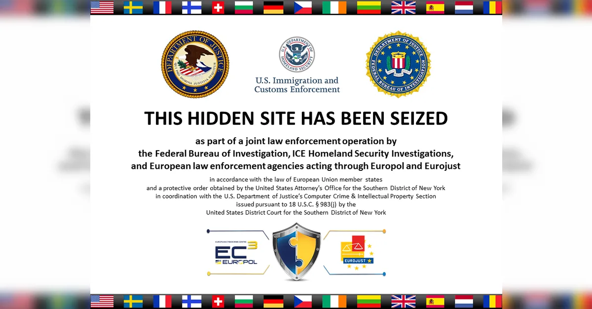 Thông báo tịch thu trang web dark web của ICE, minh chứng cho sự can thiệp của cơ quan pháp luật