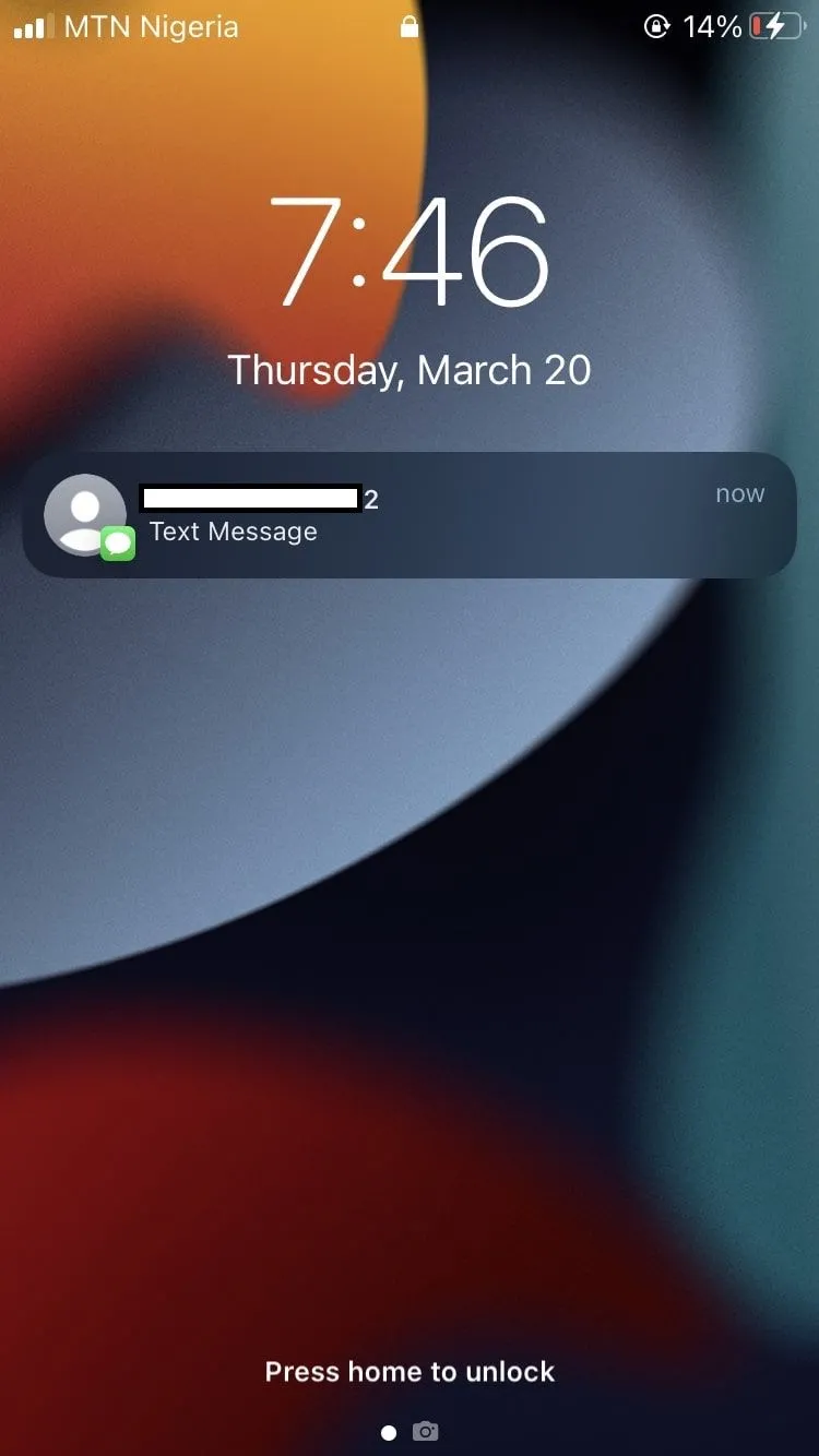 Thông báo tin nhắn hiển thị trên màn hình khóa iPhone