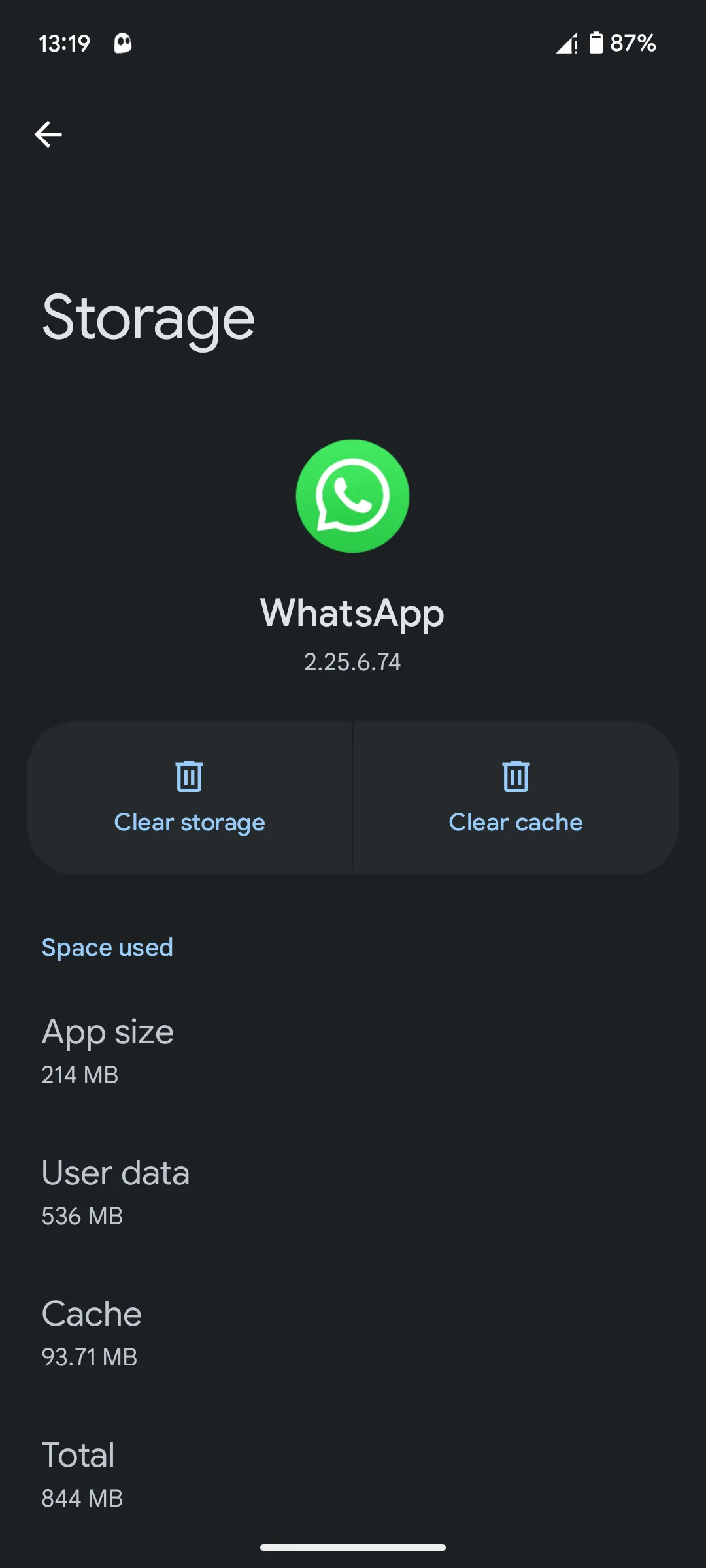 Thông tin sử dụng bộ nhớ và tùy chọn xóa bộ nhớ đệm của một ứng dụng trên Android