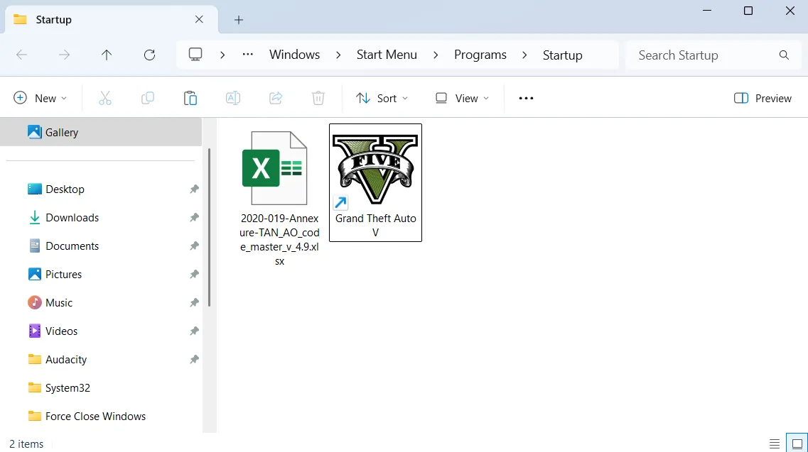 Thư mục Khởi động trong Windows, nơi chứa các shortcut ứng dụng khởi động cùng hệ thống