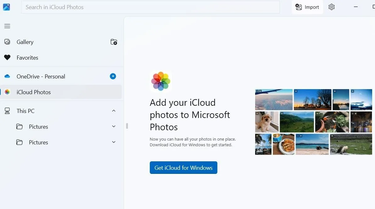 Tích hợp iCloud và OneDrive trong ứng dụng Photos Windows 11