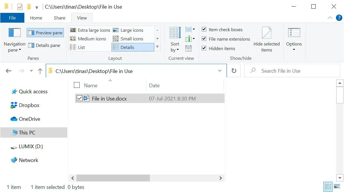 Tìm đường dẫn tập tin trong Windows File Explorer.