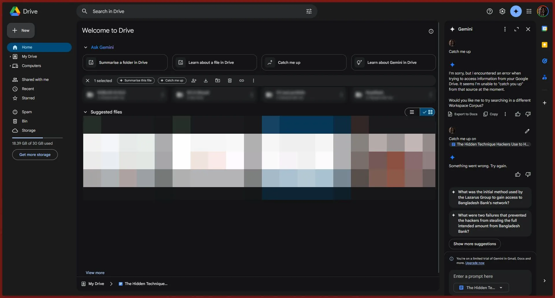 Tính năng Catch me up của Gemini trong Google Drive hiển thị tóm tắt thay đổi