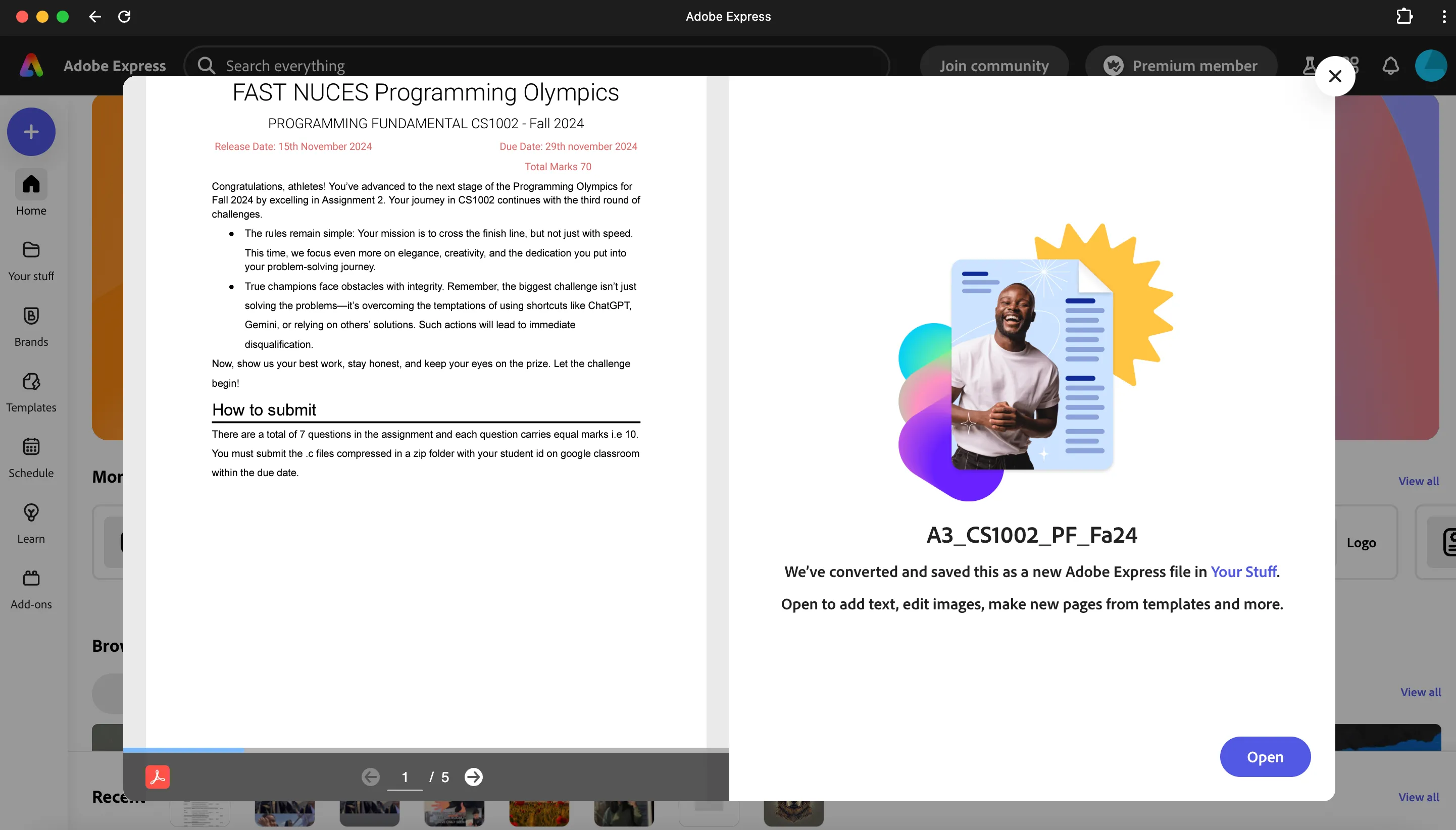 Tính năng Chỉnh Sửa PDF của Adobe Express giúp sửa trực tiếp tài liệu