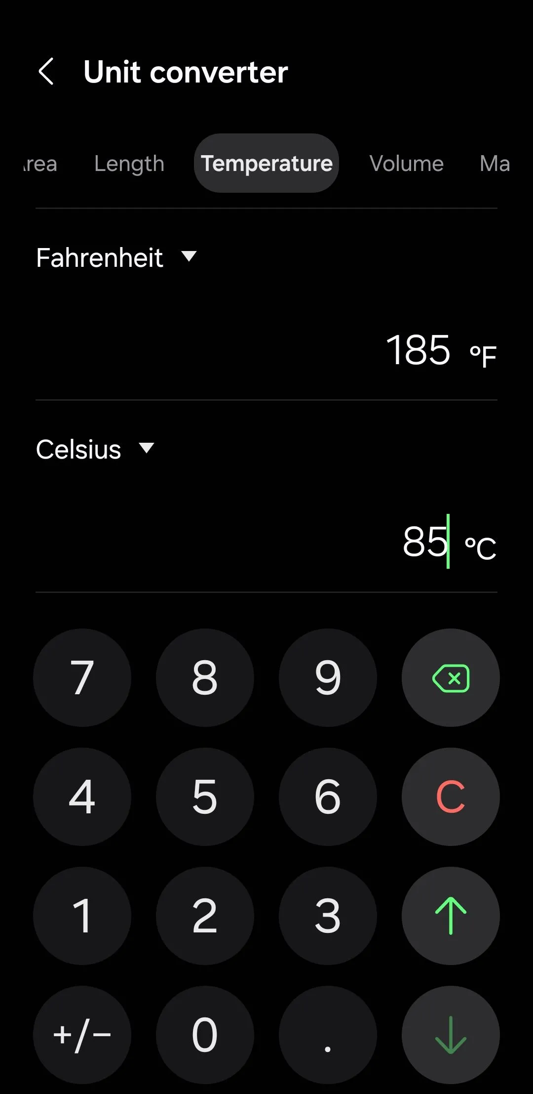 Tính năng chuyển đổi đơn vị trong ứng dụng Samsung Calculator