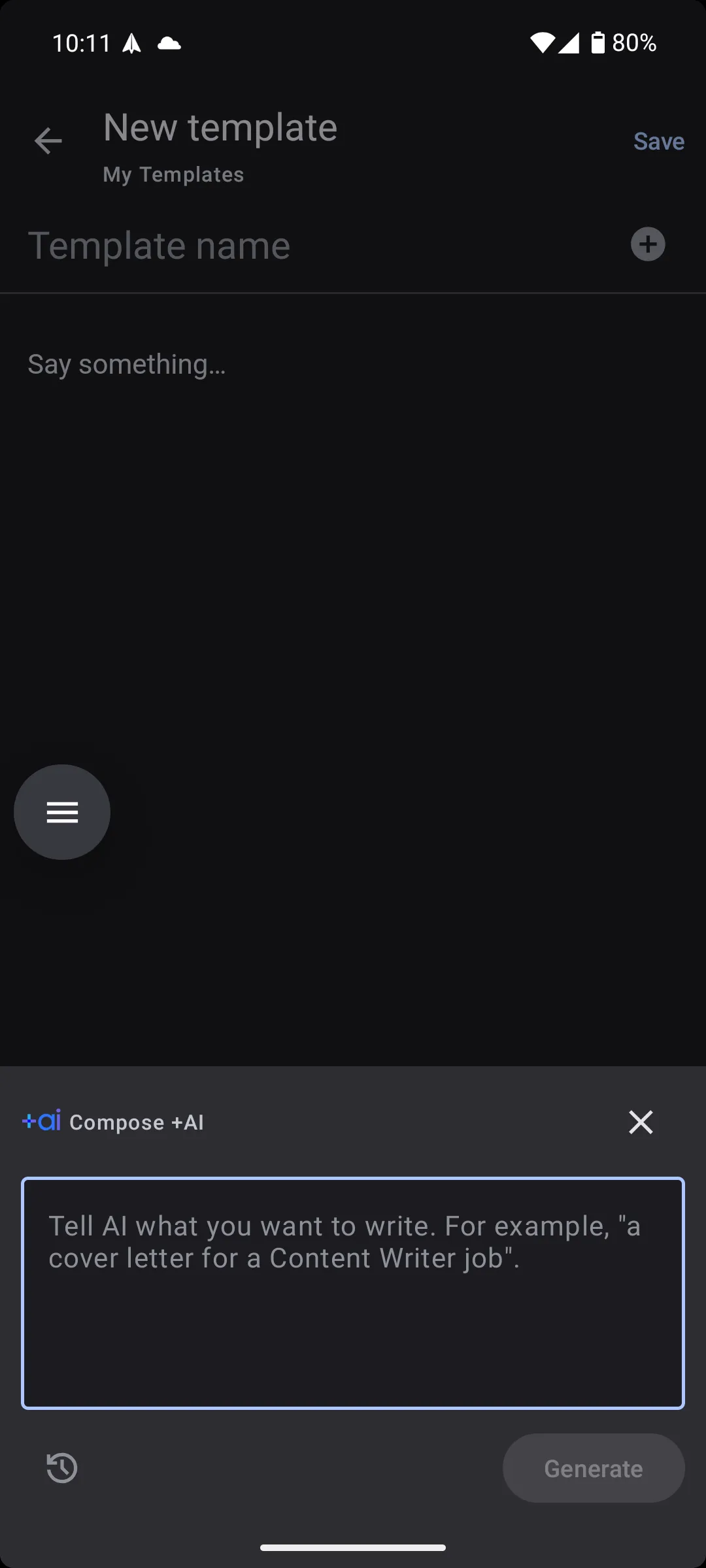 Tính năng Compose with +AI tự động điều chỉnh mẫu email trong Spark Mail Android