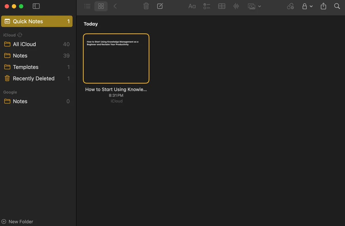 Tính năng Ghi chú Nhanh (Quick Notes) trên ứng dụng Notes của iPhone