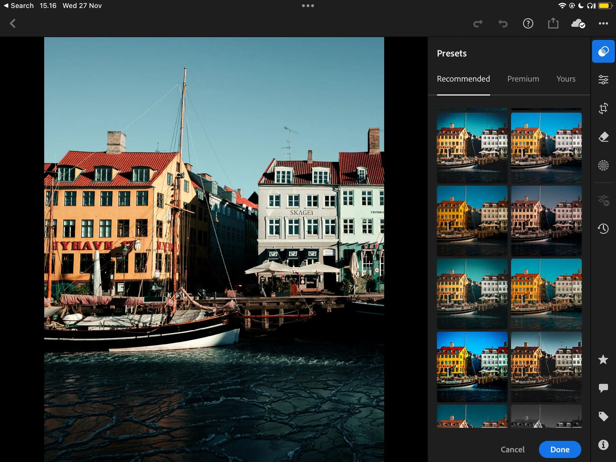 Tính năng gợi ý preset trong Adobe Lightroom giúp người dùng dễ dàng lựa chọn và áp dụng các hiệu ứng có sẵn