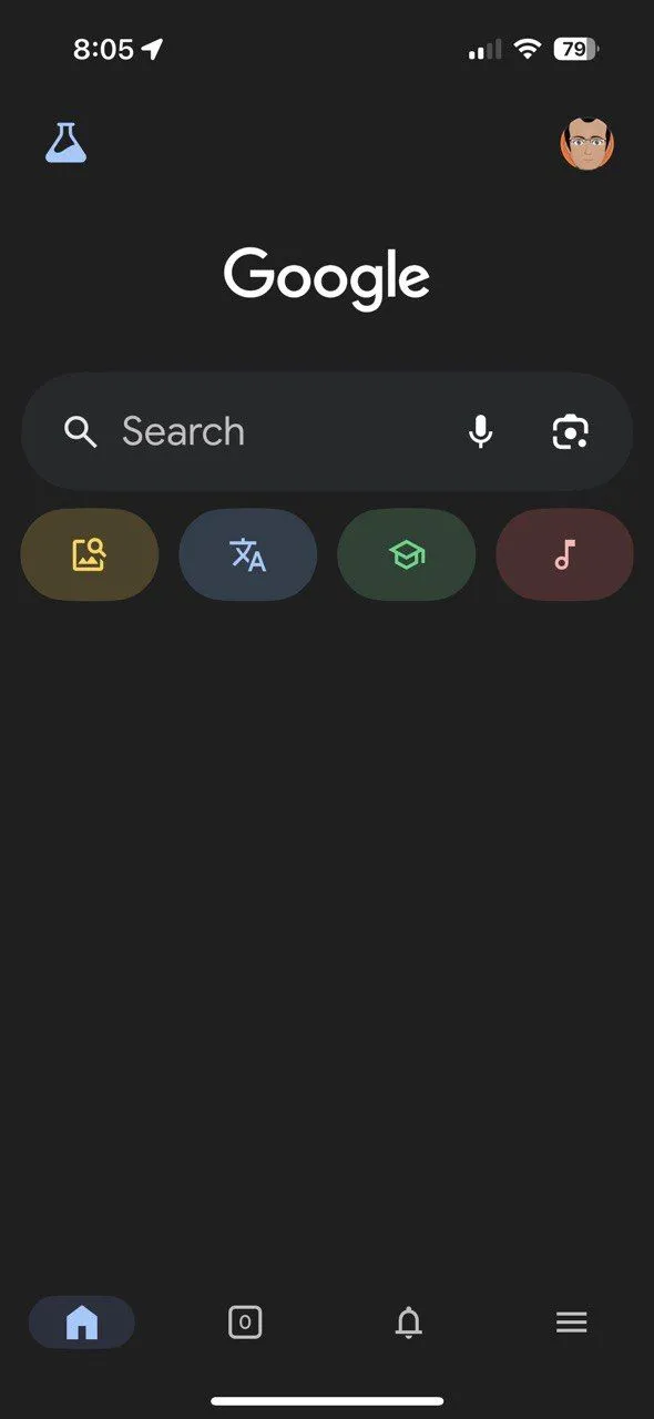 Tính năng nhận diện bài hát trong ứng dụng Google trên iOS, hiển thị tùy chọn &quot;Tìm kiếm bài hát&quot; qua giọng nói hoặc giai điệu.