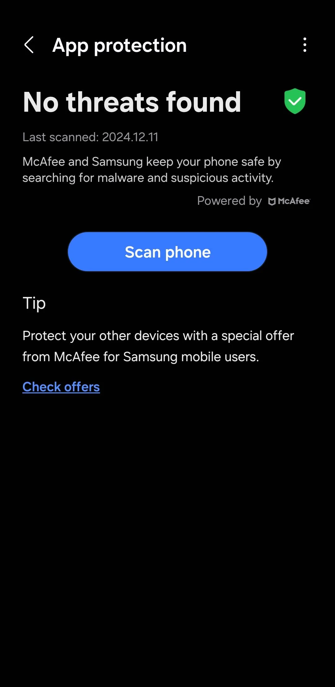 Tính năng quét điện thoại để tìm mã độc trên Android