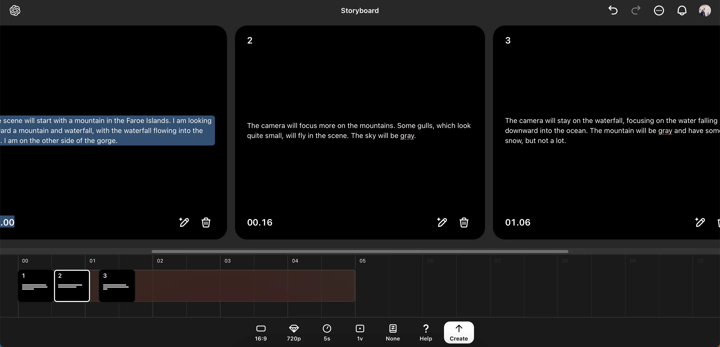 Tính năng tạo storyboard trực quan trong ứng dụng Sora AI