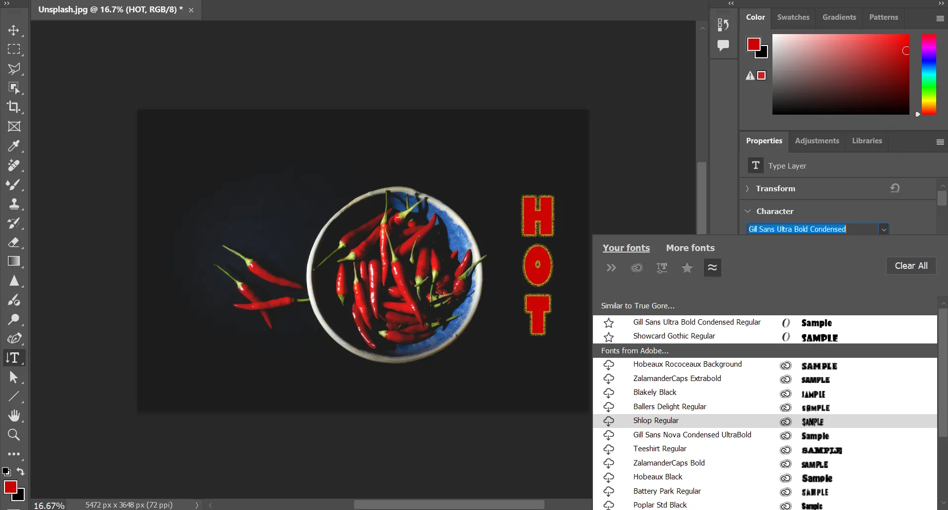 Tính năng tìm font tương tự trong Adobe Photoshop Font Browser