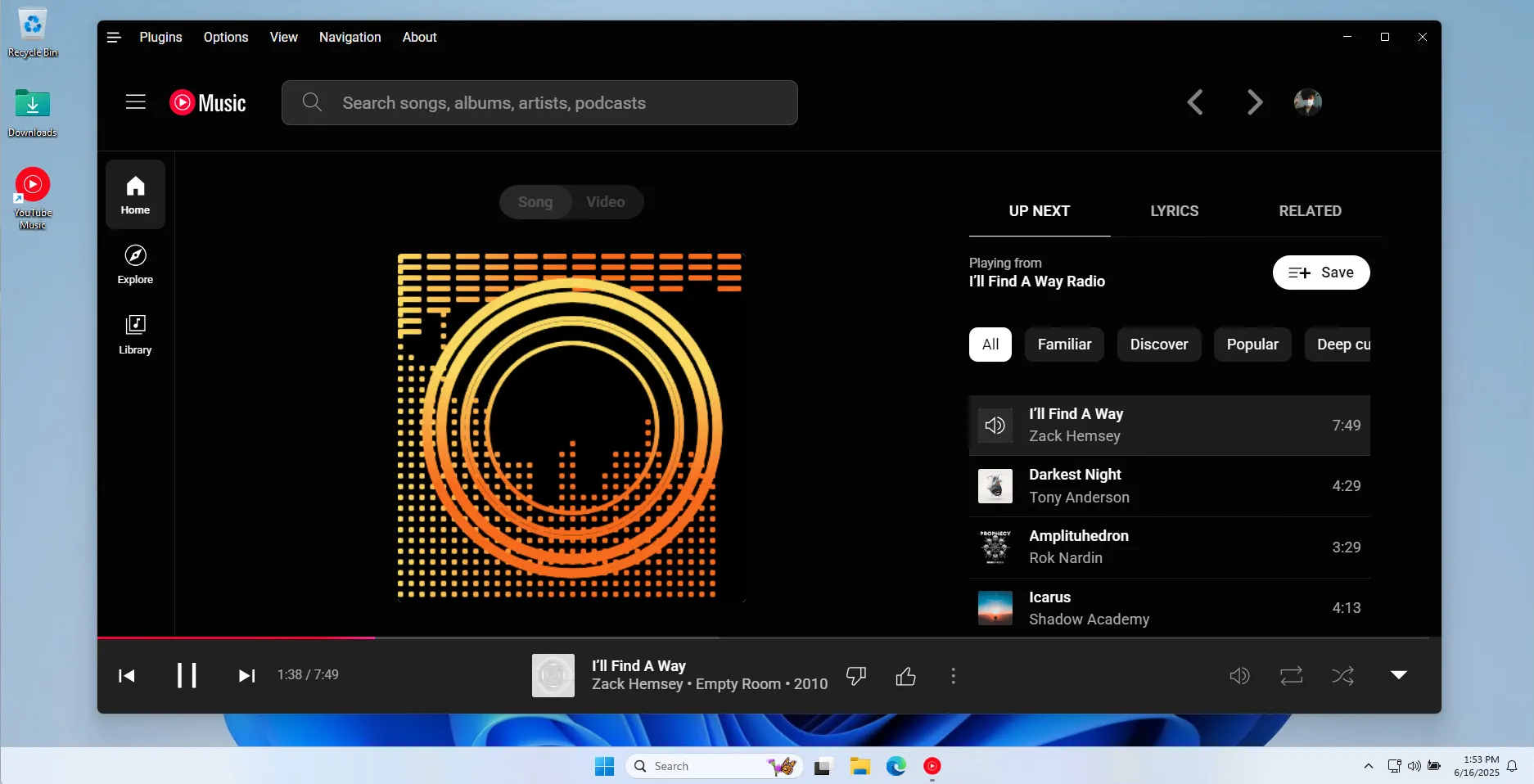 Tính năng trực quan hóa âm thanh độc đáo trên Custom YouTube Music Desktop của th-ch