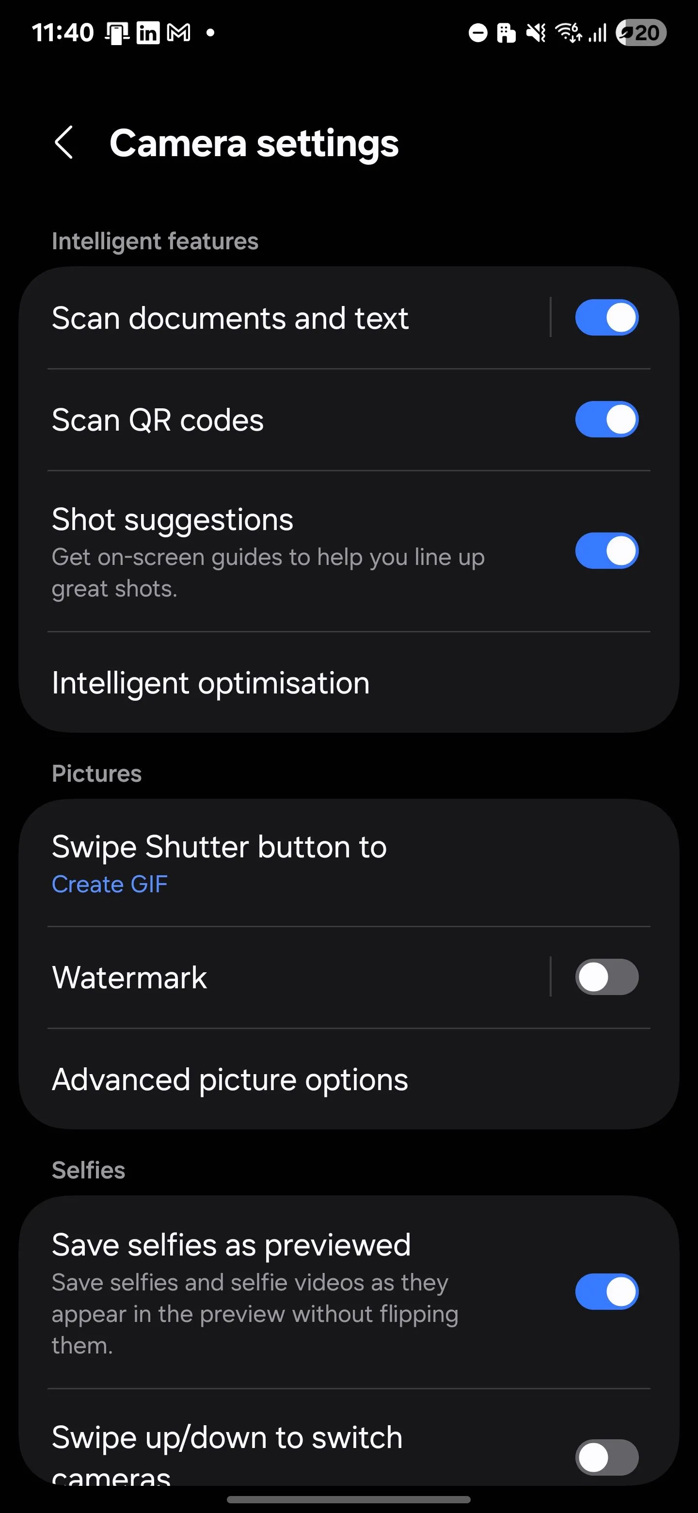 Tối Ưu Thông Minh Trong Cài Đặt Camera Samsung