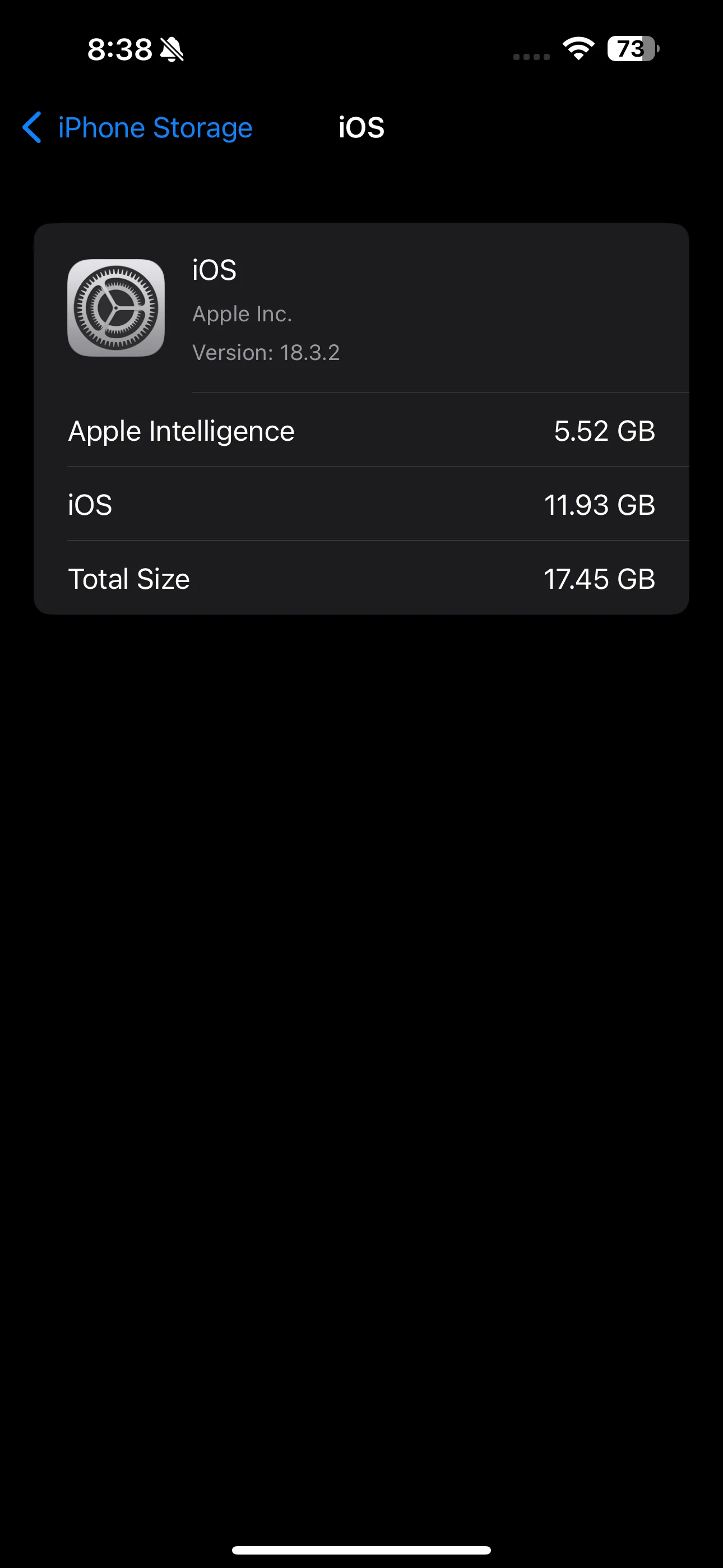 Trang Dung lượng iOS trong ứng dụng Cài đặt của iPhone
