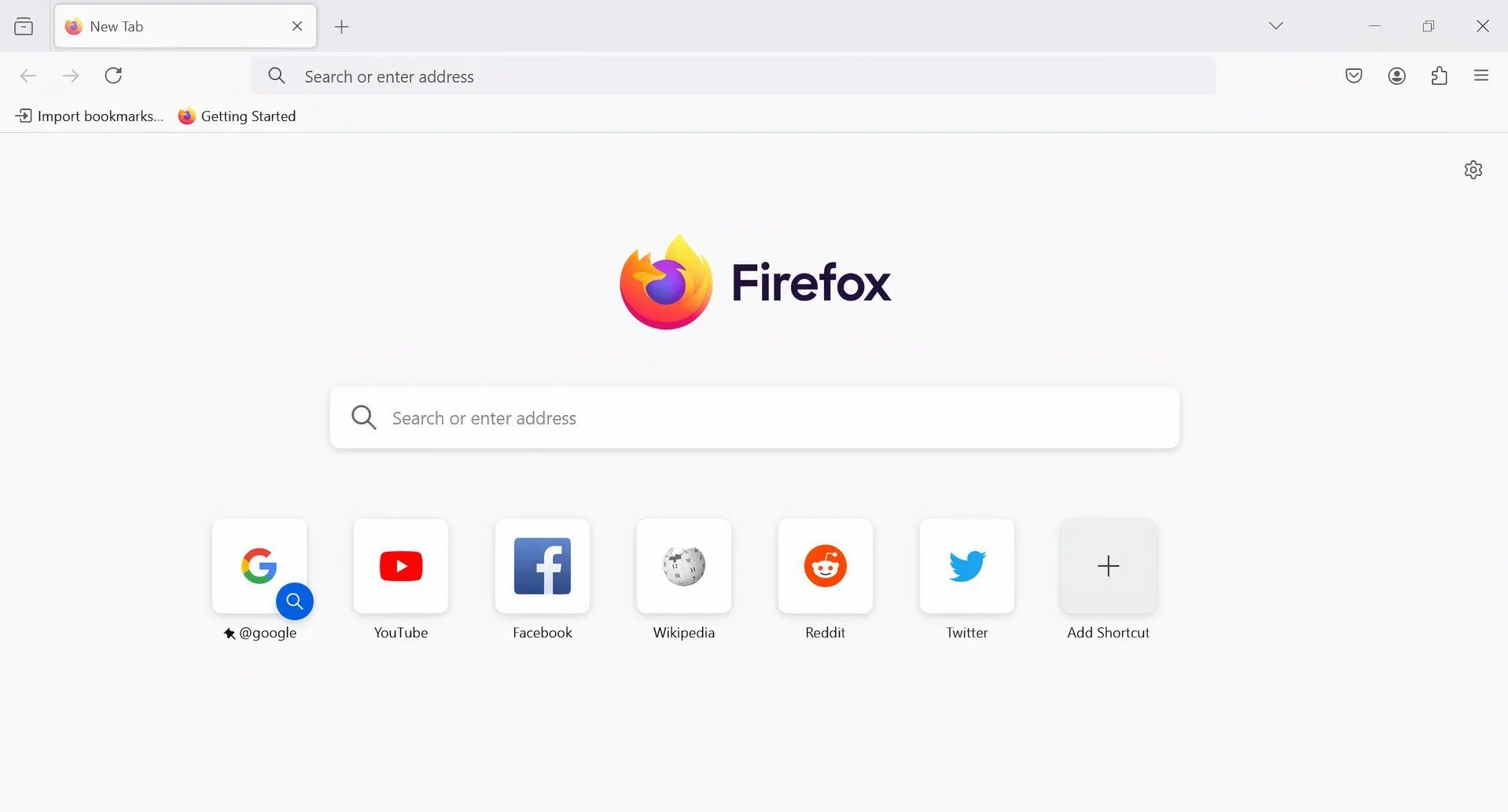 Trang khởi động của trình duyệt Firefox, nổi bật với thiết kế tối giản và tập trung vào quyền riêng tư.