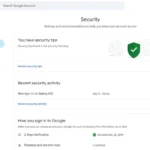 Trang kiểm tra hoạt động bảo mật tài khoản Google, hiển thị các sự kiện bảo mật gần đây