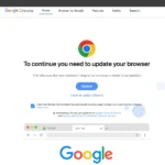 Trang web giả mạo cập nhật Google Chrome hiển thị thông báo yêu cầu người dùng tải xuống phiên bản mới để xem nội dung trang.