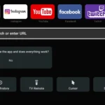 Trình duyệt web đang mở trên màn hình Smart TV, thể hiện giao diện thân thiện và dễ sử dụng.