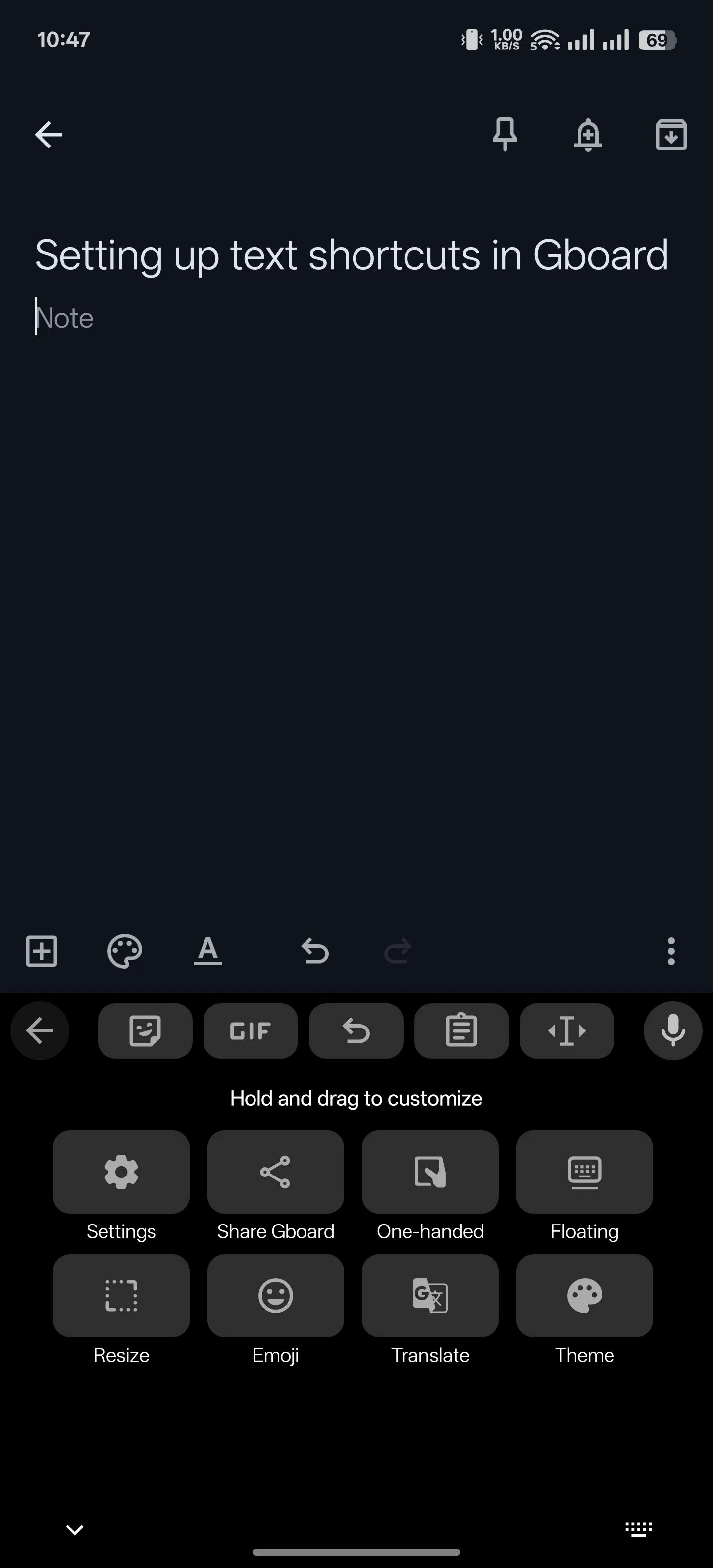 Truy cập Cài đặt Gboard trên điện thoại Android để thiết lập phím tắt