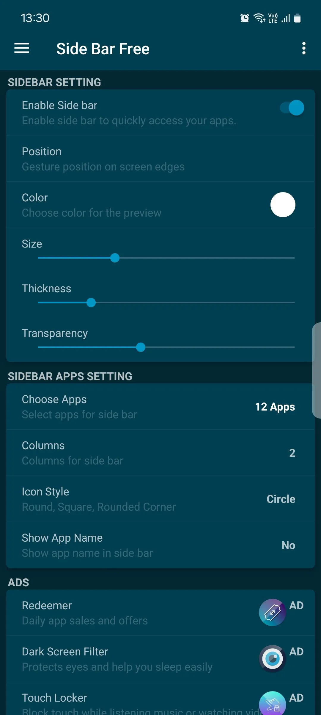 Tùy chỉnh ứng dụng Side Bar trên màn hình cạnh Android