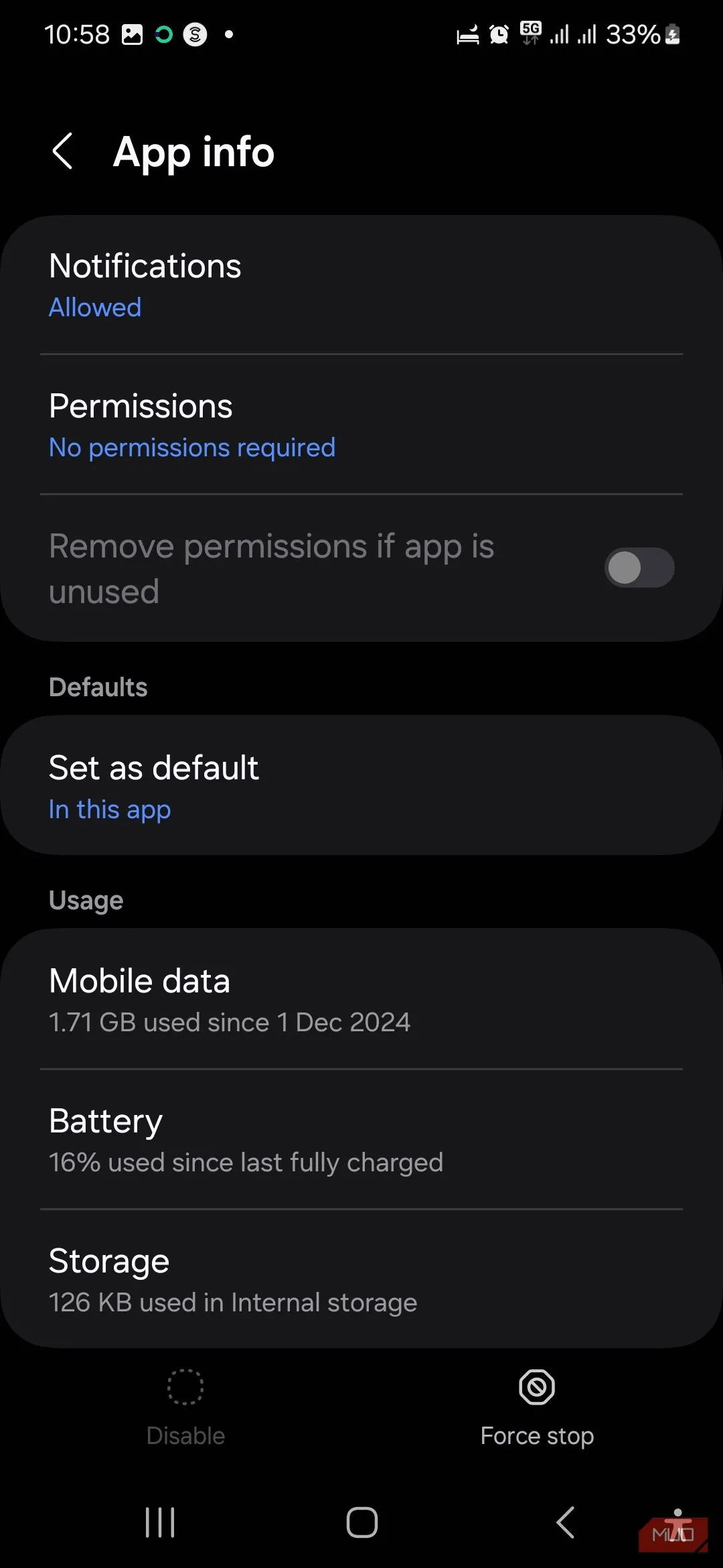 Tùy chọn bộ nhớ (Storage) của USBSettings trong phần ứng dụng hệ thống Samsung