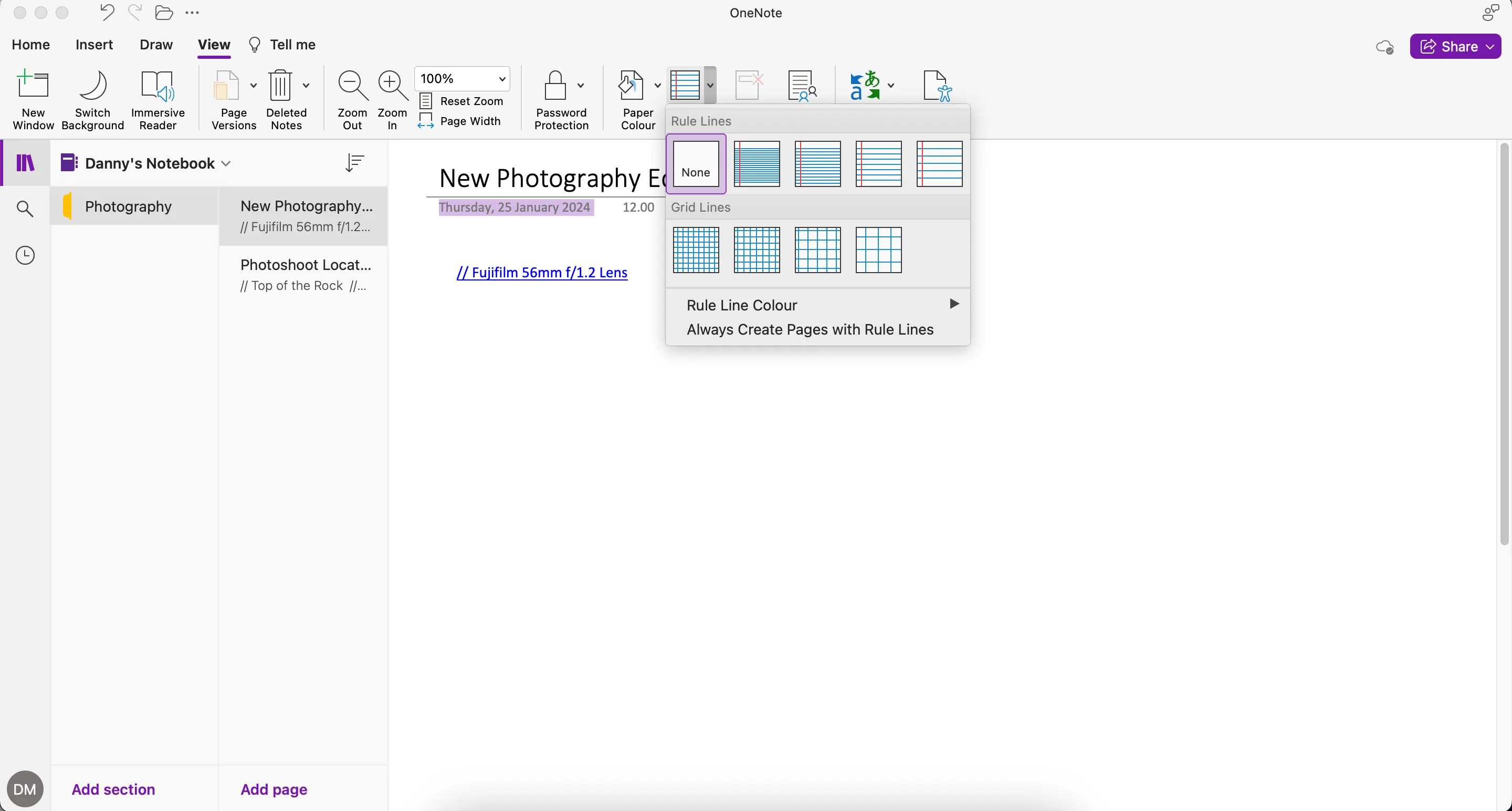 Tùy chọn các kiểu giấy khác nhau trong Microsoft OneNote, giúp cá nhân hóa ghi chú