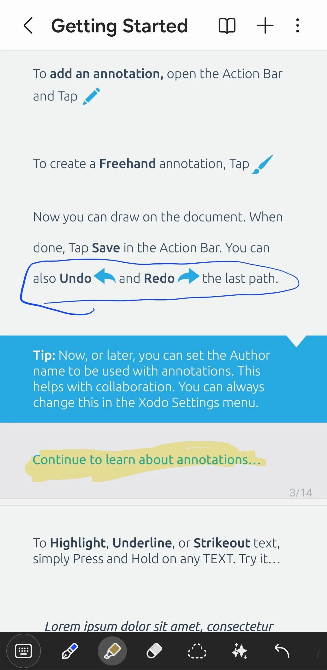 Tùy chọn chú thích PDF trong Samsung Notes