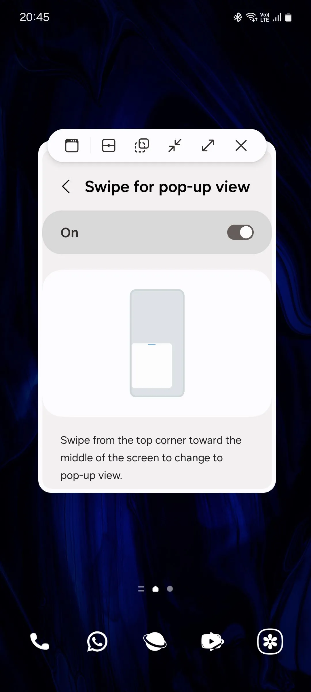 Tùy chọn cửa sổ pop-up ứng dụng trên điện thoại Samsung