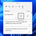 Tùy chọn dán dưới dạng văn bản thuần (Paste as text) được đánh dấu trong lịch sử Clipboard Windows 11