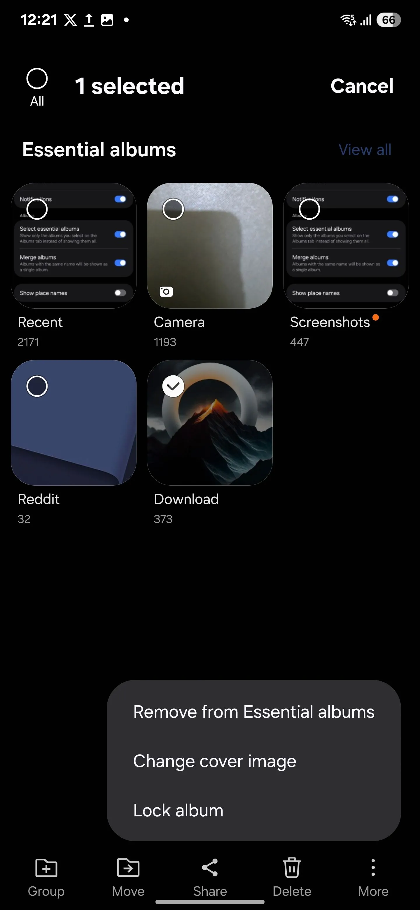 Tùy chọn &quot;Khóa album&quot; trong ứng dụng Samsung Gallery