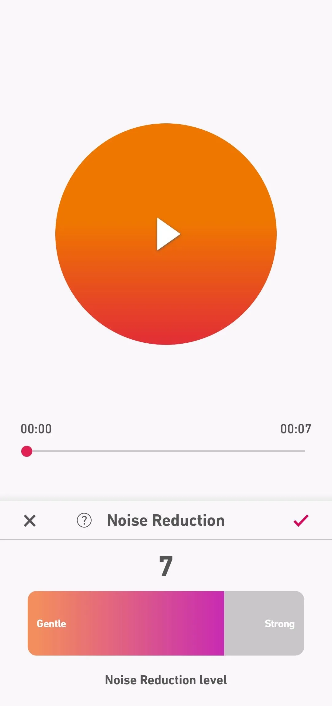 Tùy chọn khử tiếng ồn trong ứng dụng Dolby On, cho phép người dùng kiểm soát cường độ giảm nhiễu nền.