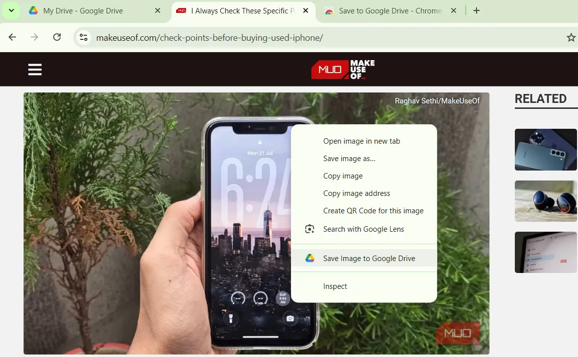 Tùy chọn lưu file trực tiếp vào Google Drive từ menu chuột phải trên Chrome