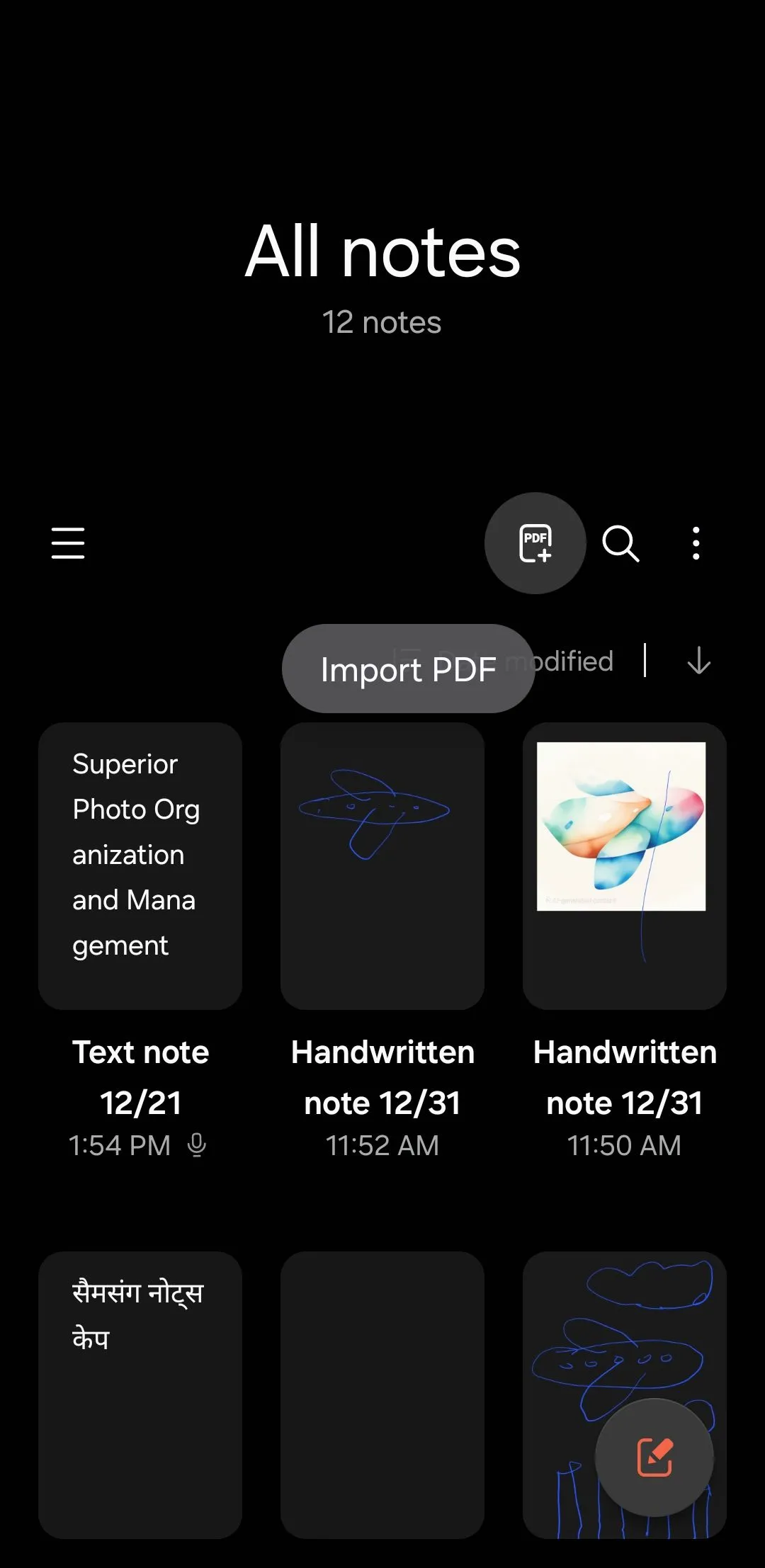 Tùy chọn nhập và chú thích tệp PDF trực tiếp trong Samsung Notes