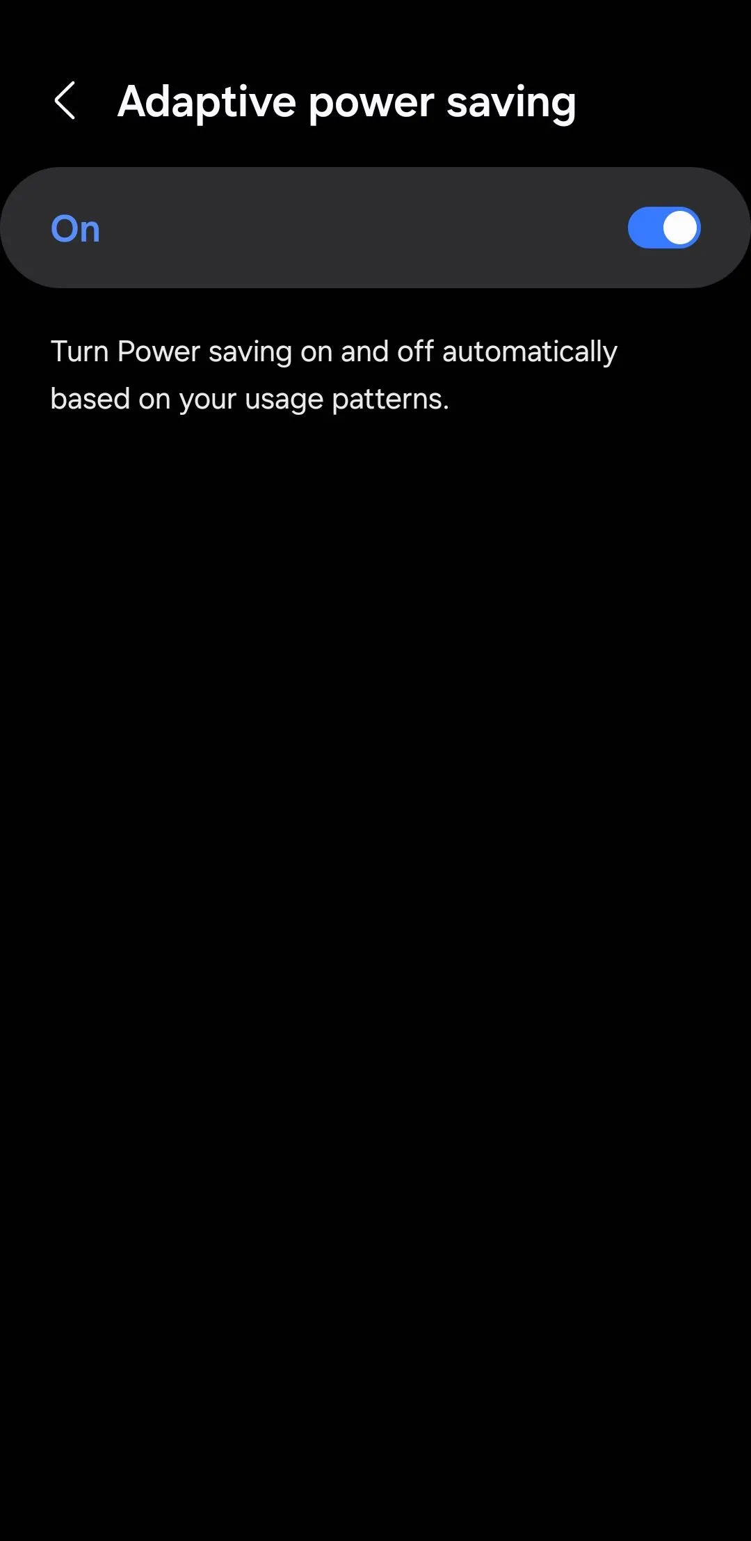 Tùy chọn Pin thích ứng đã bật trong cài đặt Android