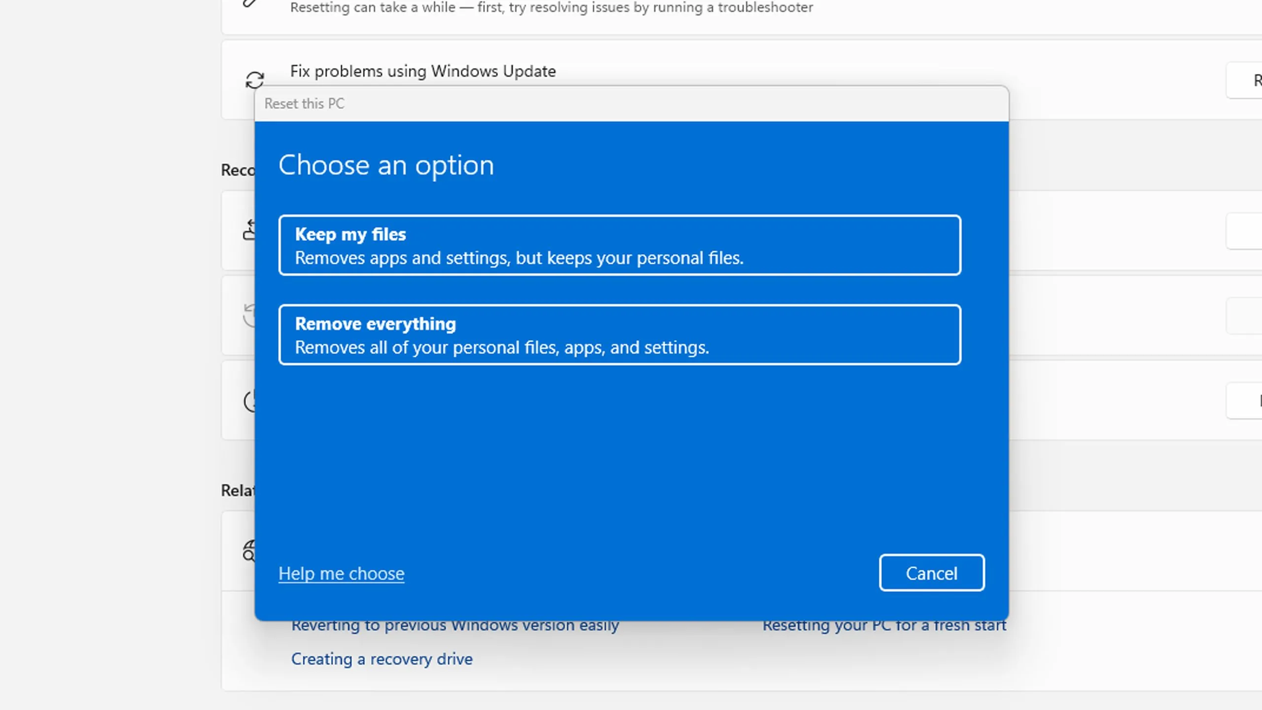 Tùy chọn Reset This PC trên Windows 11 để khôi phục lại trạng thái ban đầu