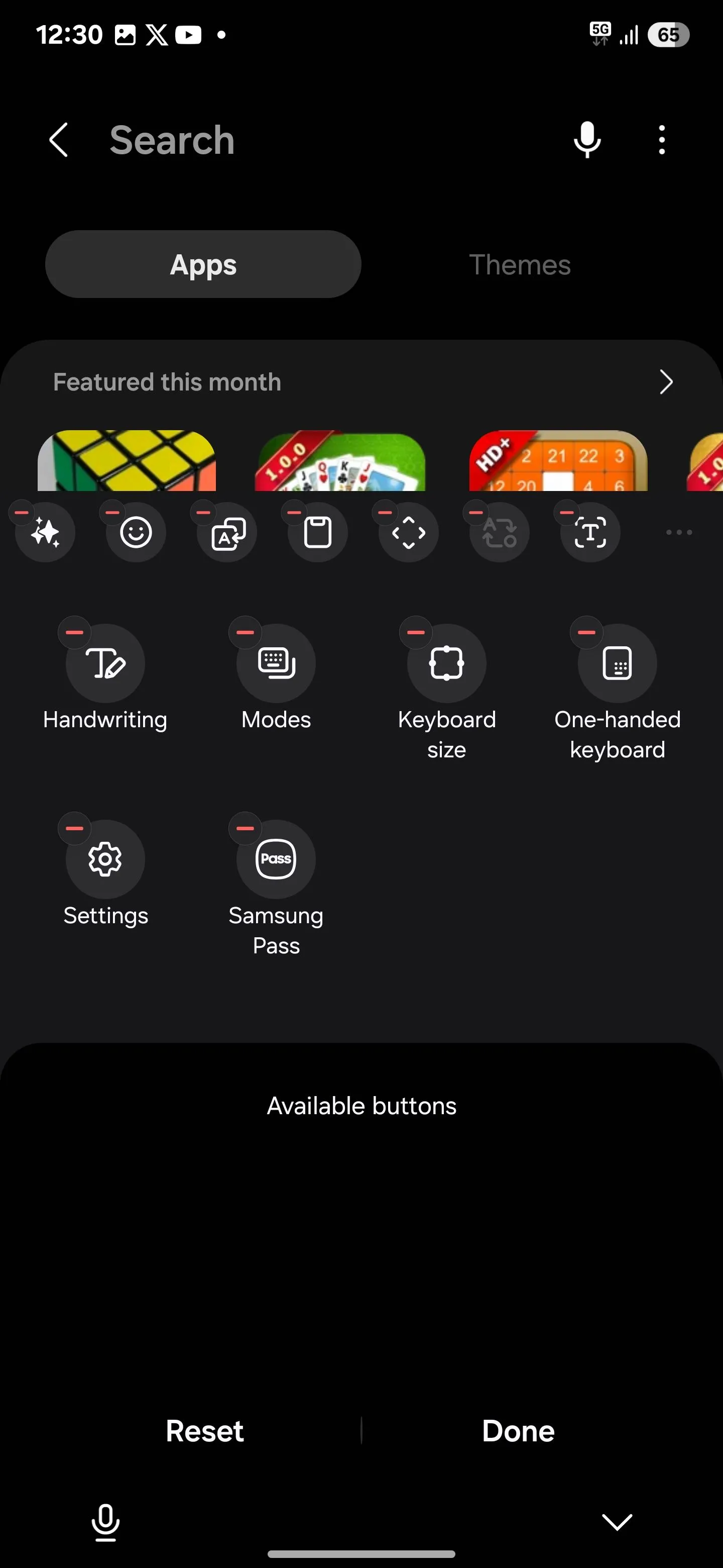 Tùy chọn Samsung Pass trên thanh tác vụ của bàn phím Samsung Keyboard