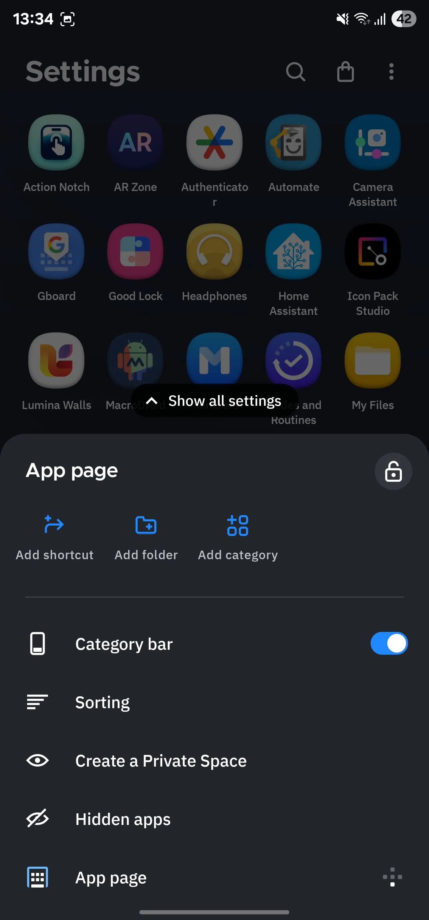 Tùy chọn sắp xếp và tùy chỉnh ngăn kéo ứng dụng trong Smart Launcher.
