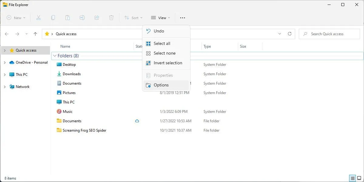 Tùy chọn &quot;See More&quot; trong File Explorer trên Windows 11.