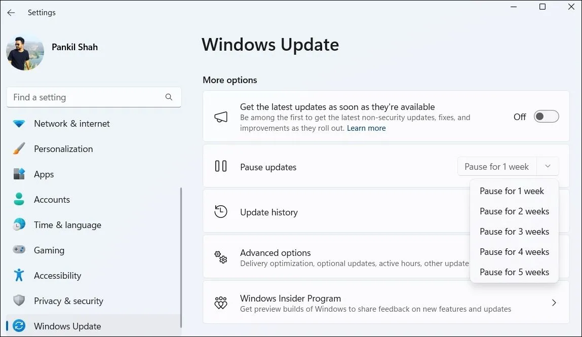 Tùy chọn tạm dừng cập nhật Windows trong ứng dụng Cài đặt giúp kiểm soát thời điểm update
