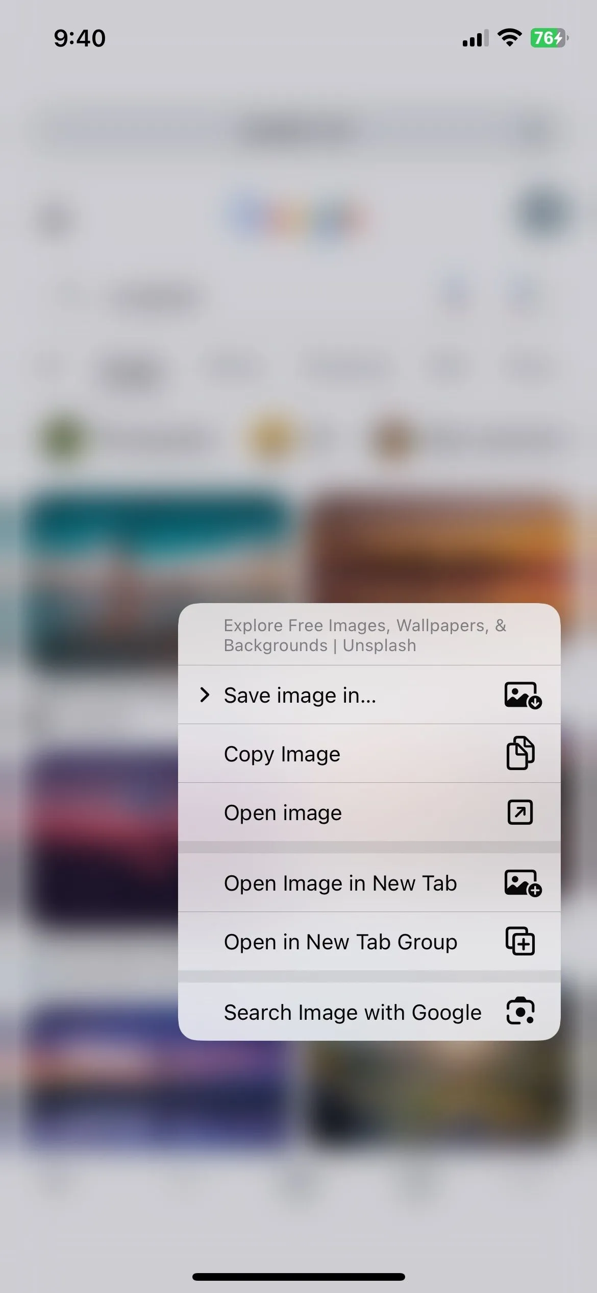 Tùy chọn tìm kiếm hình ảnh bằng Google trong Chrome trên iOS