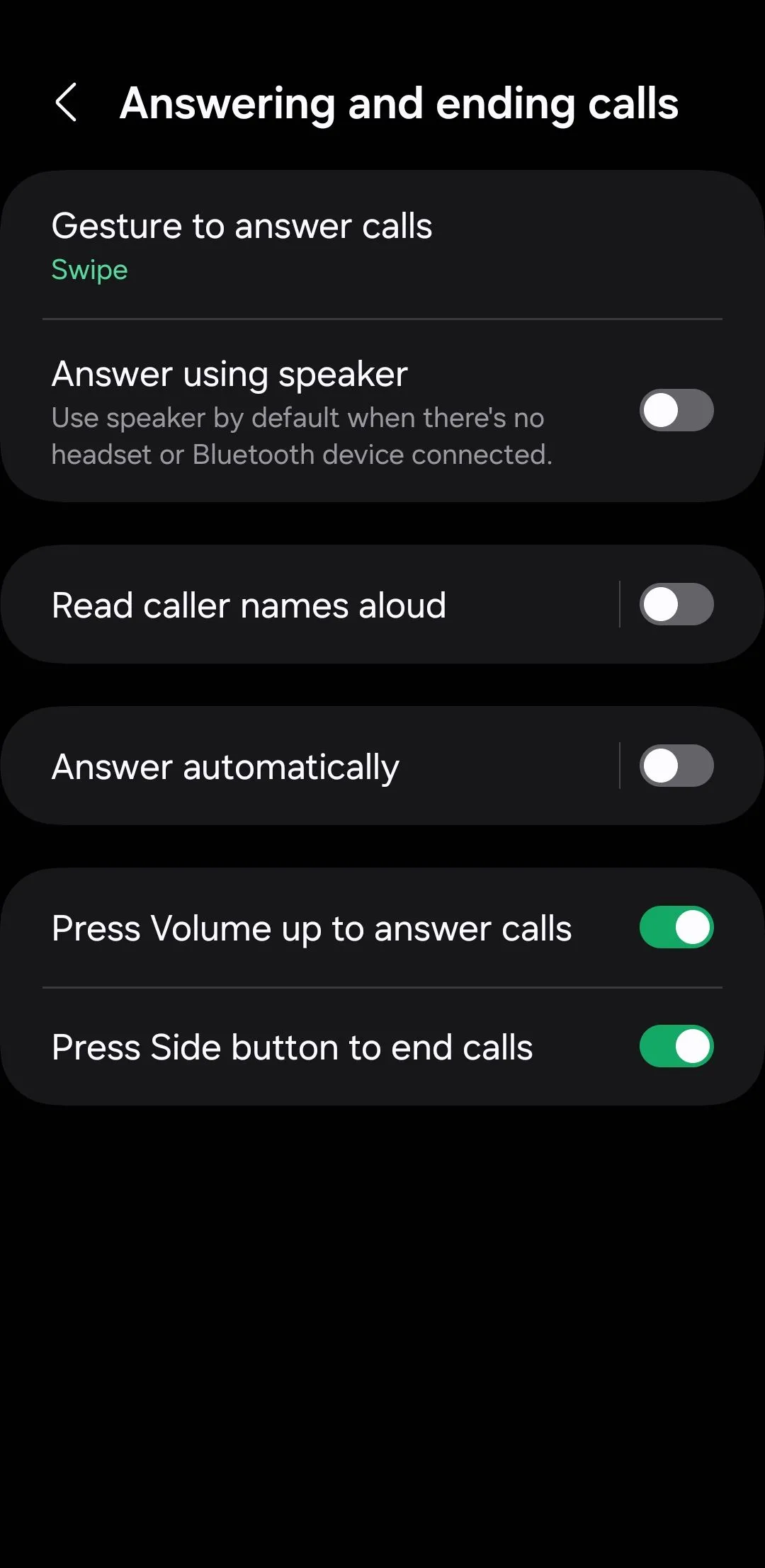 Tùy chọn trả lời và kết thúc cuộc gọi bằng nút vật lý trên Android, bao gồm nút tăng âm lượng và nút nguồn