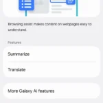 Tùy chọn Trợ lý Duyệt web trong Galaxy AI giúp tóm tắt nội dung web.