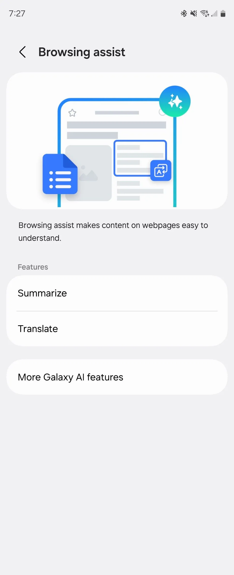 Tùy chọn Trợ lý Duyệt web trong Galaxy AI giúp tóm tắt nội dung web.