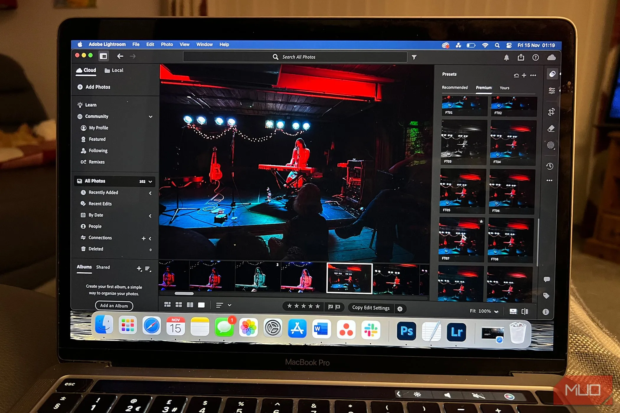 Ứng dụng Adobe Lightroom chạy mượt mà trên MacBook, minh họa khả năng tương thích phần mềm mạnh mẽ của hệ điều hành macOS