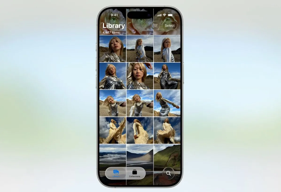 Ứng dụng Ảnh được thiết kế lại trong iOS 26 với hai tab riêng biệt: Thư viện và Bộ sưu tập.